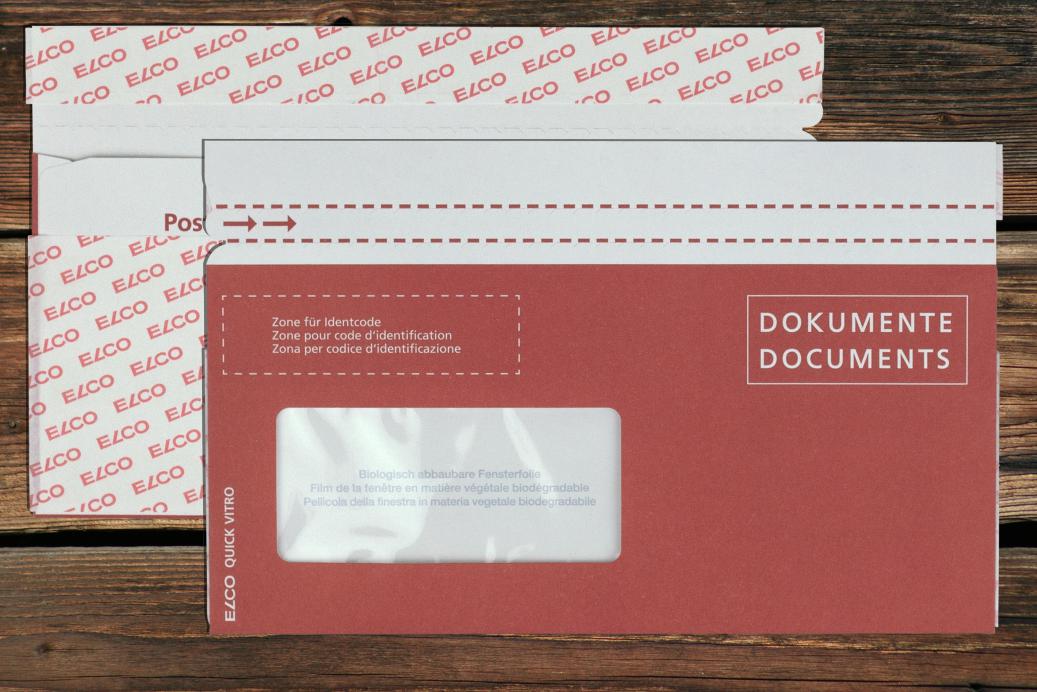 Begleitpapiertaschen mit Fenster C6/5 114x229 mm Haftklebend Rot 110 g/qm Zero Plastic